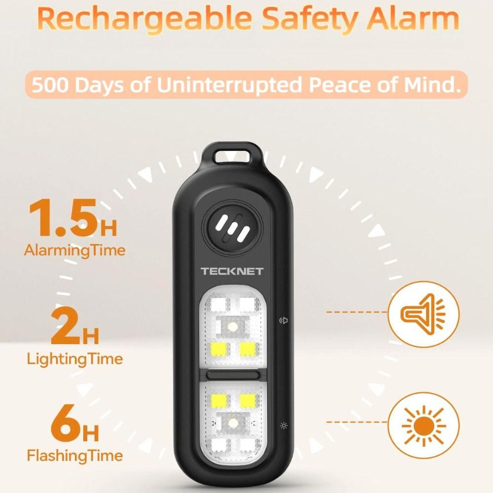 Four-Color Flashing Light Personal Alarm Rechargeable 130DB Loud Siren Safety Alarm Waterproof Strobe Light