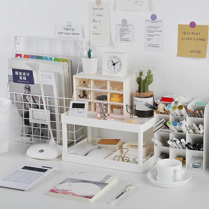 Multifunctional Shelves Double-layer Storage Shelf Desktop Storage Rack Plastic Desk Shelves Cosmetic Sundries Organizer Storage