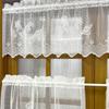 3Pcs/Set Jacquard DIY Lace European Coffee Curtain White Knitted Kitchen Translucent