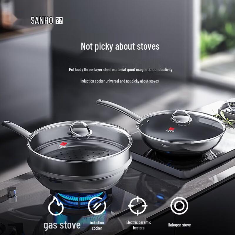 Sanhe Zero-Coating Micro-Nano Titanium Non-Stick Wok