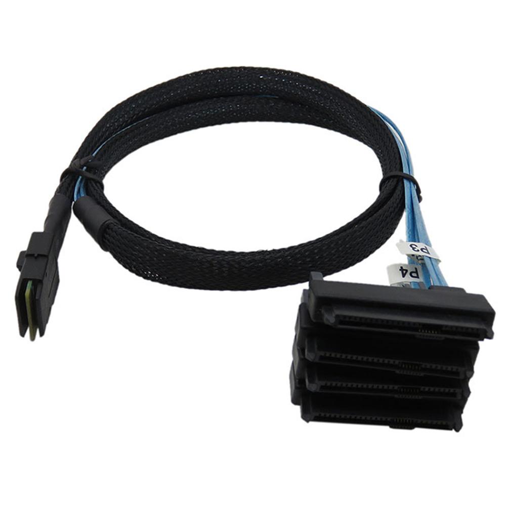 Mini SAS 36P SFF-8087 til 29+15Pin 4 SFF-8482-kontakter SATA Strømkabel Ledning 1m