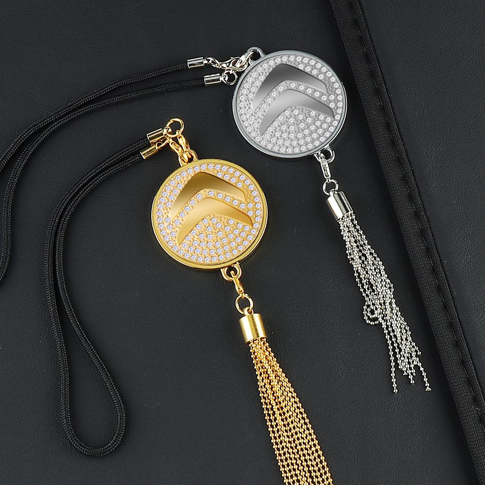 MVDC1 Hub Cap Citroen Car Logo Rearview Mirror Pendant Tassel Car Hanging Ornament Car Interior Accessorie For Berlingo C3 Aircross C5