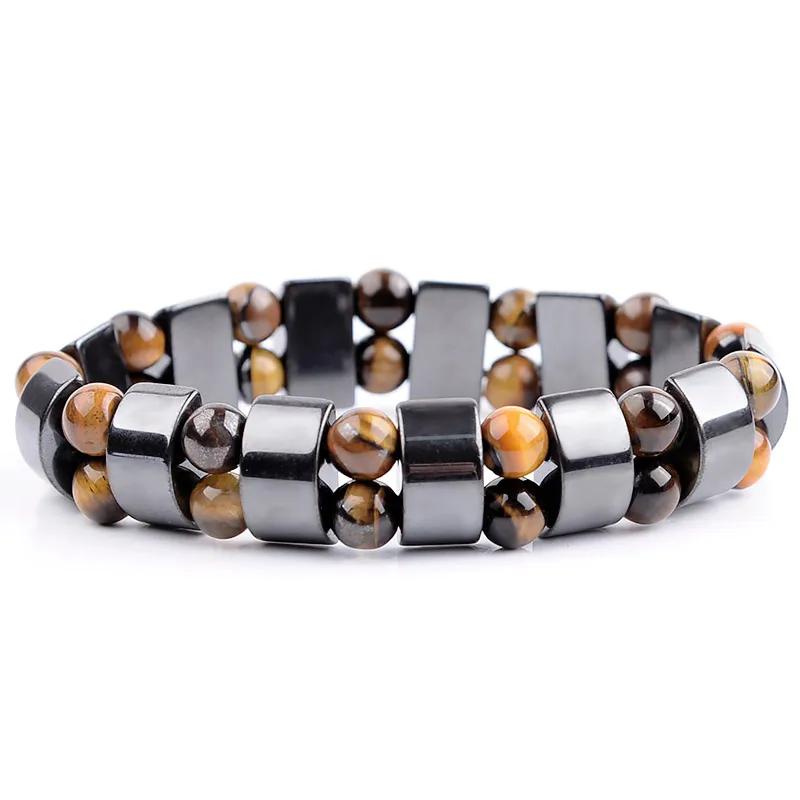 Nature Yellow Tiger Eye Hematite Beads Bracelet Therapy Health Care Magnet Hematite Men's Jewelry Charm Bangles Gifts For Man
