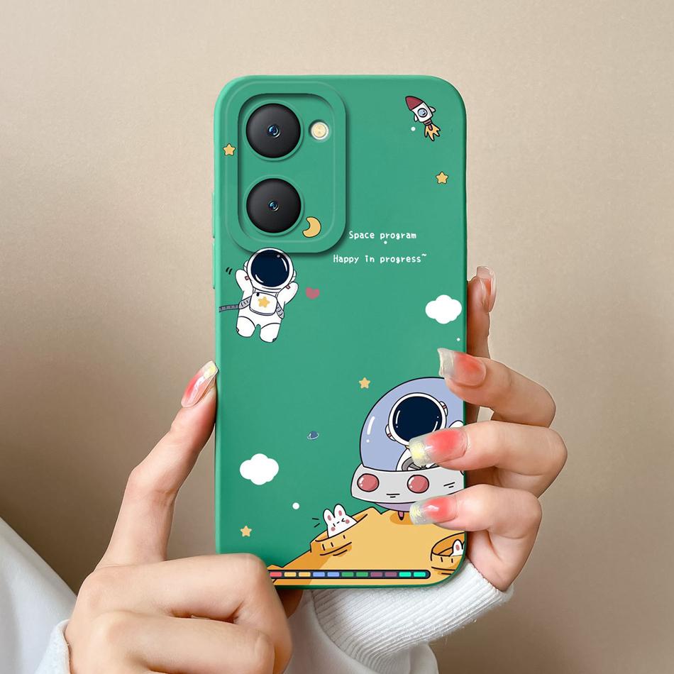 Phone Cases For Vivo Y03 4G Flowers Soft Liquid Silicone Camera Lens Premium Protection Back Covers For Vivo Y 03 Funda Carcasa