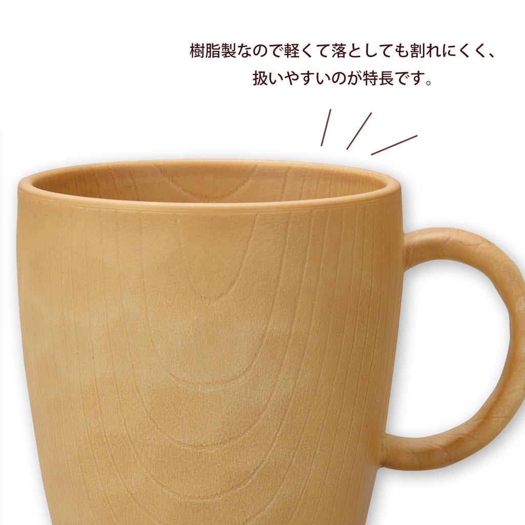 Miyamoto Sangyo WOODY CRAFT Mug, Natural, Size Approx. W7.6 D10.5 H8.4 142686
