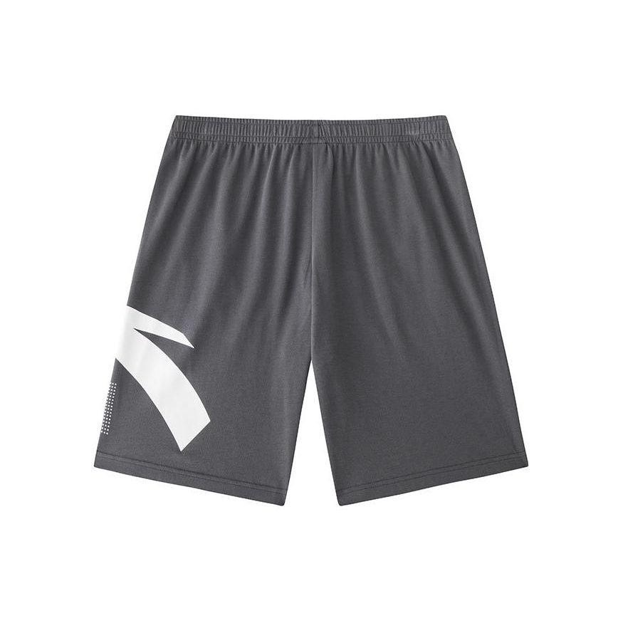 Anta Letter Logo Printed Straight Leg Mid Waist Casual Shorts Men Shorts Castle-Gray 952428308-5