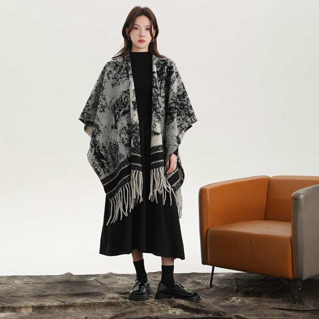 Yunnan Ethnic-Style Large Shawl Cape - Imitation Cashmere Scarf Cloak