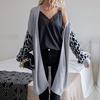 Lässiger Trend Vielseitiger Herbst- und Winter Strick-Leoparden-Cardigan-Pulloverjacke für Frauen im Nahen Osten