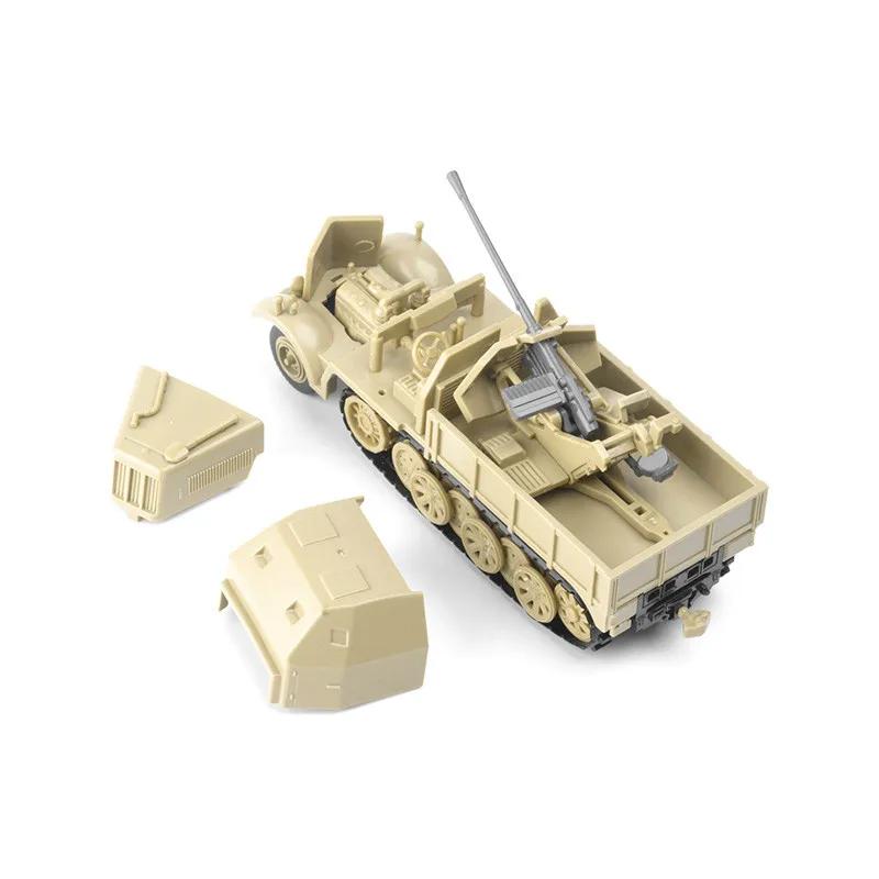 1/72 WWII German Half Track Air Defense Truck SD. Kfz.7/2 Antiair Armored Vehicle Model 4D Assemble Military Chariot Toy