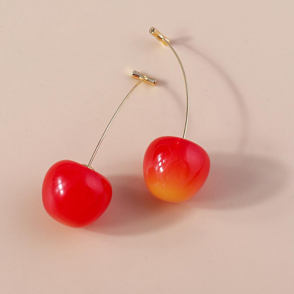 Cute Simulation Red Cherry Drop Earrings for Women Girls Fruit Dangle Earrings Party Holiday Jewelry Gifts