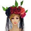 Halloween Stirnband Kranz Simulierte Rosenblüten Stirnband Spitzen Schleier Brautparty Stirnband Stirnband