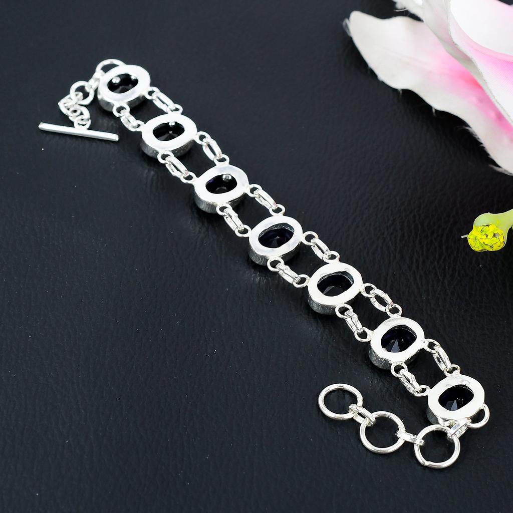 Amethyst Gemstone Handmade 925 Sterling Silver Jewelry Bracelet 7-8" KG-306