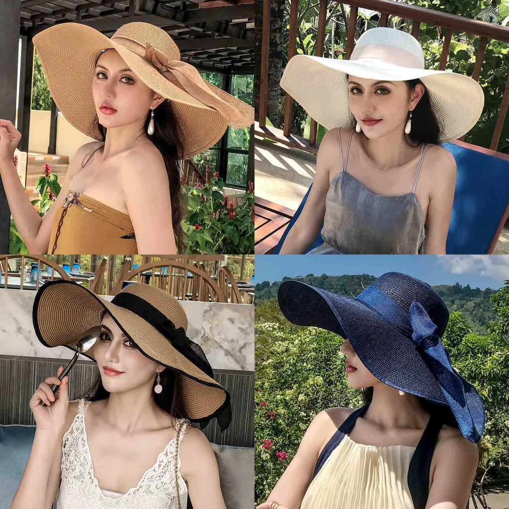 Cappello di Paglia Estivo a Tesa Larga per Spiaggia, Protezione Solare e Viaggi all'Aperto