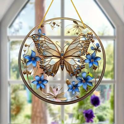 2025 Circular Acrylic Painting Creative Butterfly Theme Home Wall Decoration Hanging Painting Living Room Bedroom Mural Painting