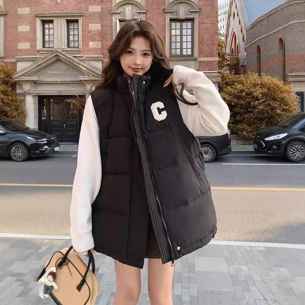 Autumn and winter new cotton-padded vest women's outer vest casual versatile college style Internet celebrity vest jacket