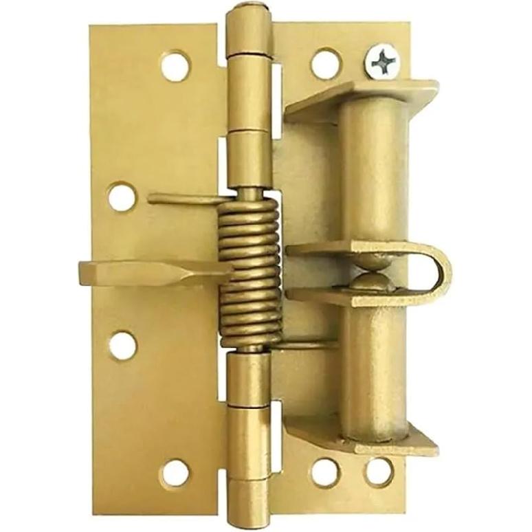 4pcs 4 inch Positioning Hinge Spring Self-aligning Hinge Automatic Closing Door Multi-Function Screen Door Hinge Furniture Supplies(Gold)