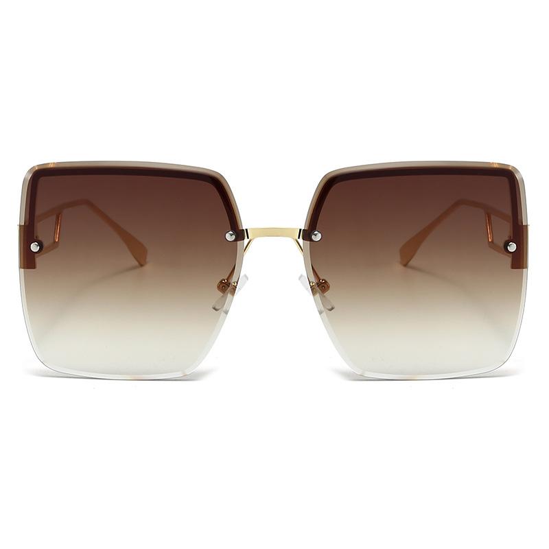 Women's High-end Oversized Metal Sunglasses with Letter D Design, Featuring UV Protection.