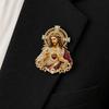 Sacred Heart of Jesus Brooch Confirmation Souvenir Christian Faith with Enamel