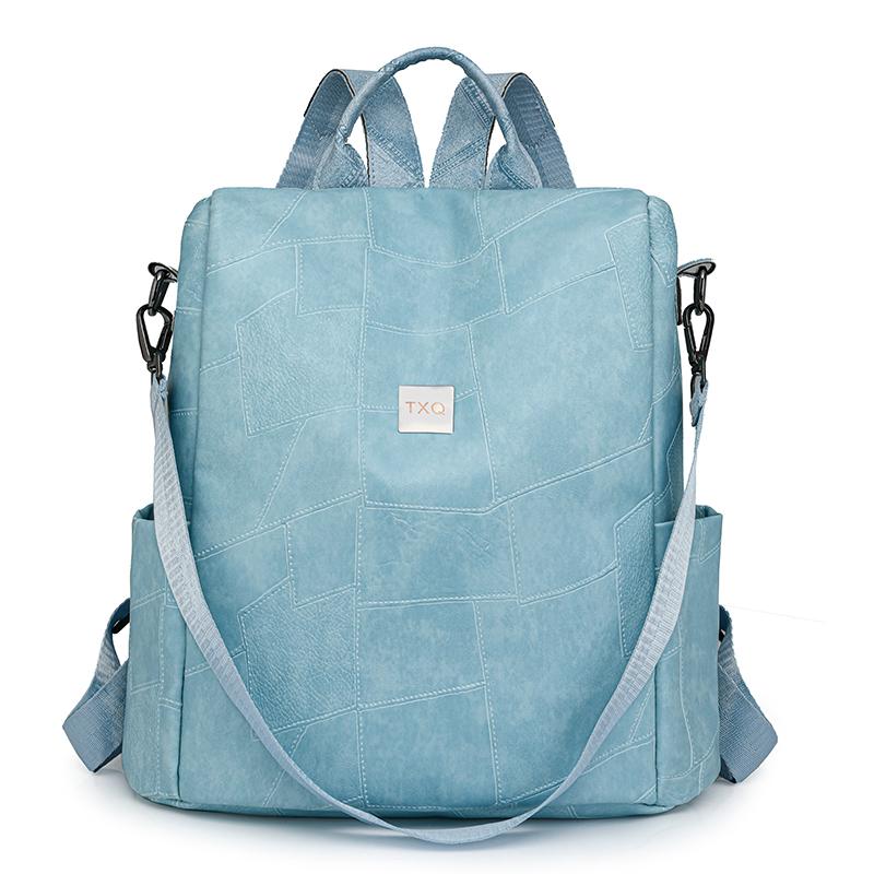 Pendler Rucksack aus weichem Leder Damen Rucksack mit großem Fassungsvermögen Einfarbige Reisetasche