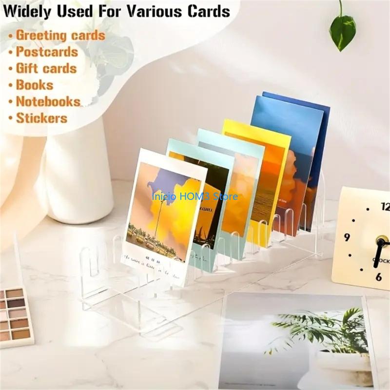 A5YD 12 Compartment Acrylic Card Holder Display Stand Transparent Durable Construction For Office Retail Use