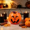Kids Trick or Treat Bags Halloween Pumpkin Candy Bucket, Plastic Holder with Handle, Holders Party Favor Storage Container, Trick-or-Treat Gift