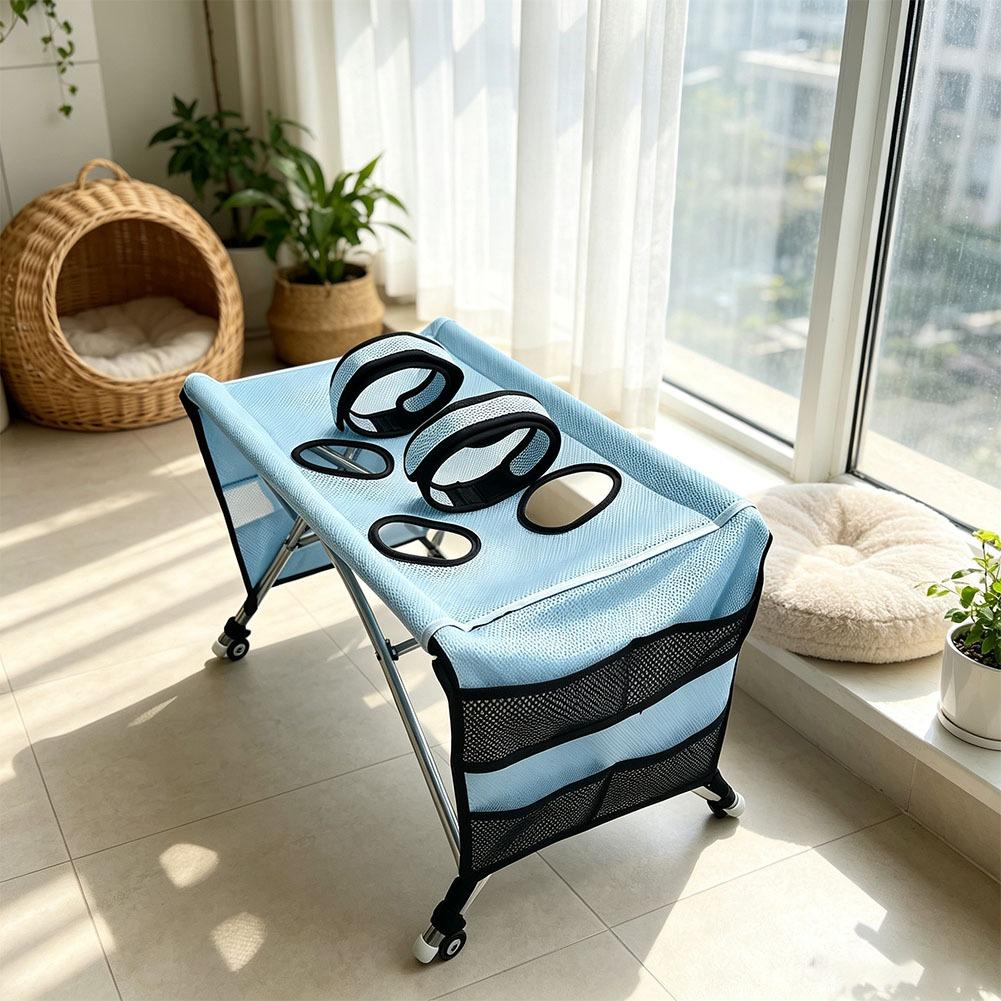 Folding Pet Grooming Hammock Quick Drying with Support Frame Pet Washing Station Anti-Scratch Detachable Dog Grooming Table