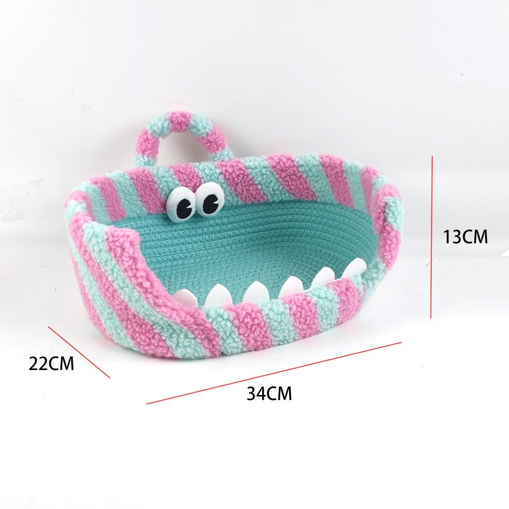 

Cotton Rope Storage Basket Cute Monster Pattern Desktop Organizer for Living Room Bedroom Snack Toys Multi-Purpose Storage Bin зелений