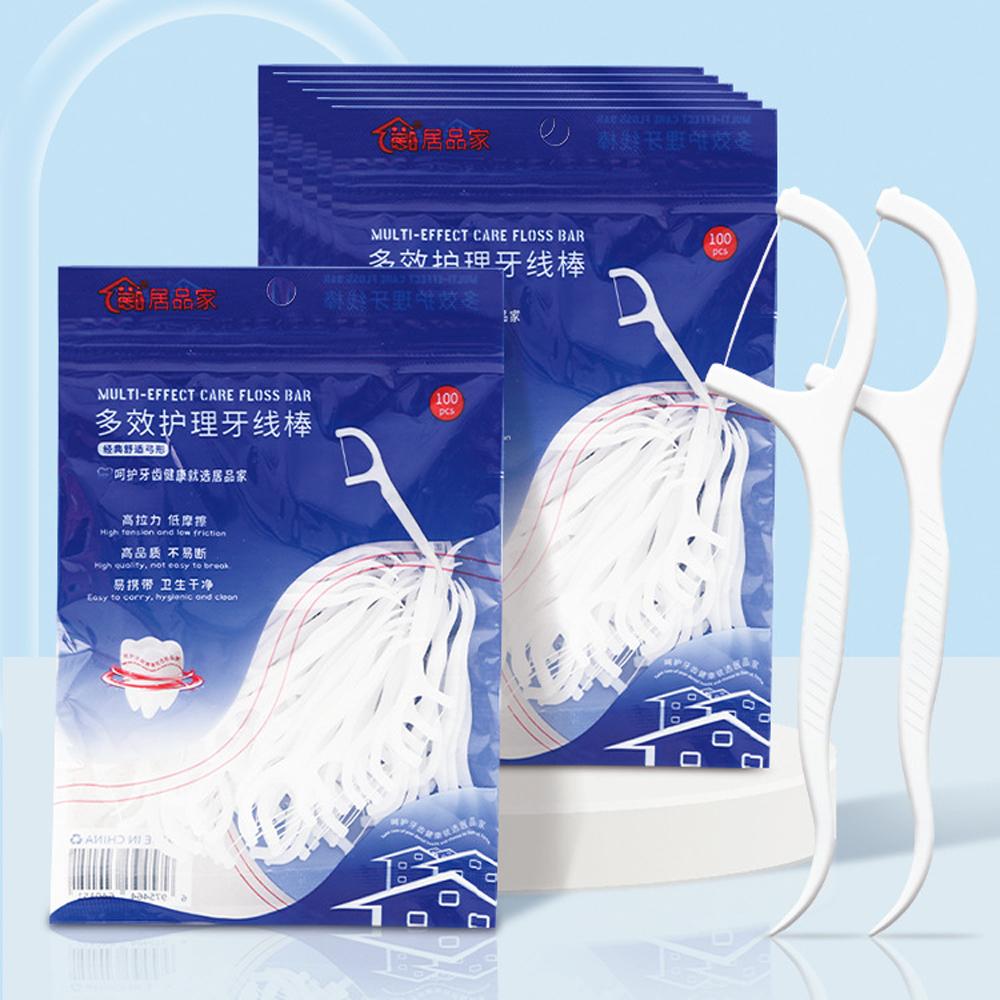 100PCS Disposable Toothpicks Dental Floss Sticks Cleaning Dental Floss Interdental Brush Tooth Stick Oral Health Cleaning Dental