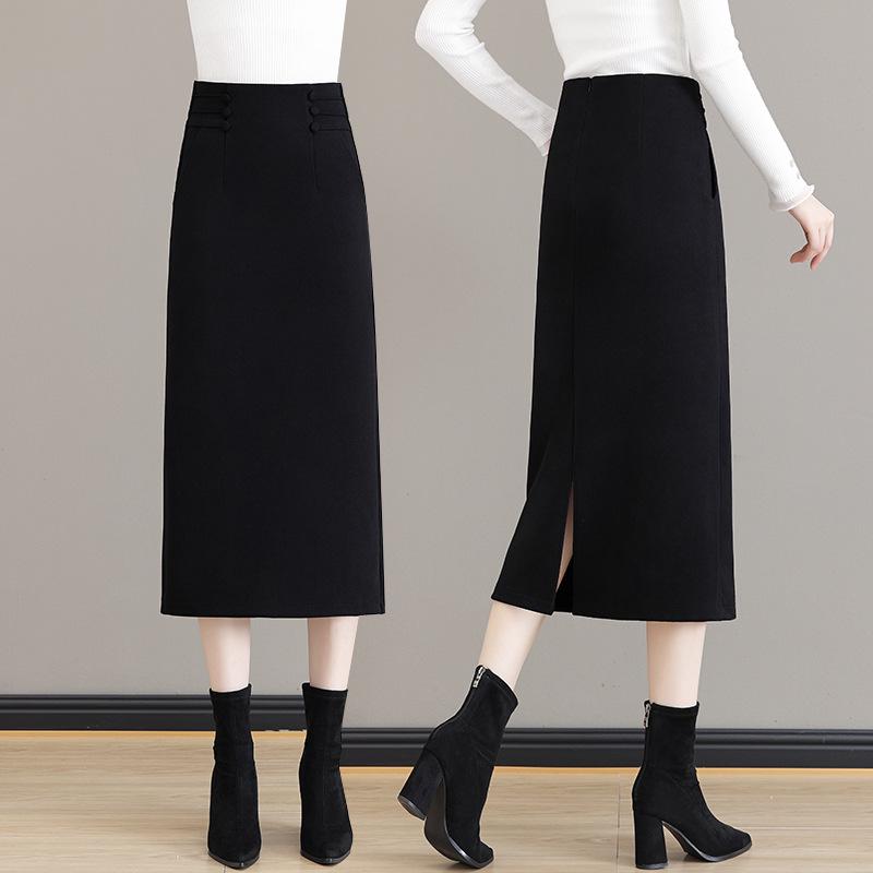 

Women s High-Waist Brown Wool Midi Skirt with Slit - Autumn/Winter 2025 Collection 28/L