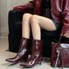 Design Pointed Toe Thin Heel Women Mordern Boots Fashion Slip On Party Shoes Modern Mid Calf Botas Para Mujer