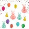 4/6/7Pcs Bunnies Eggs Hanging Decoration Paper Honeycomb Ornament For Wedding Birthday Baby Showers Holiday Party