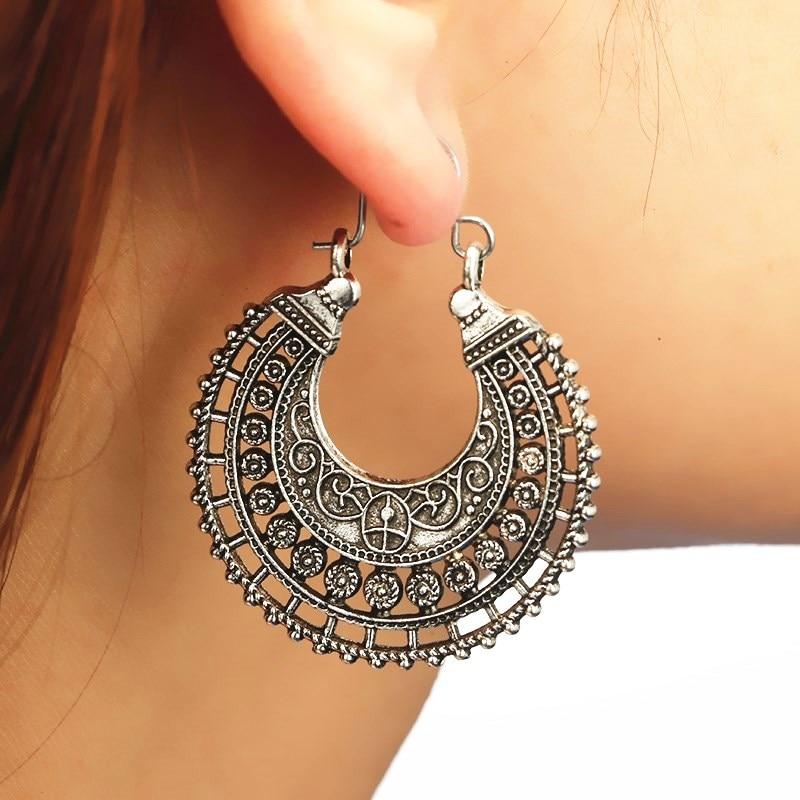 Antichi Orecchini a Fiore in Filigrana Tibetana Ornato Boho Retro Per Donna Gioielli Intaglio Cavo Cuore Tribale Gitano Orecchini a Fiore