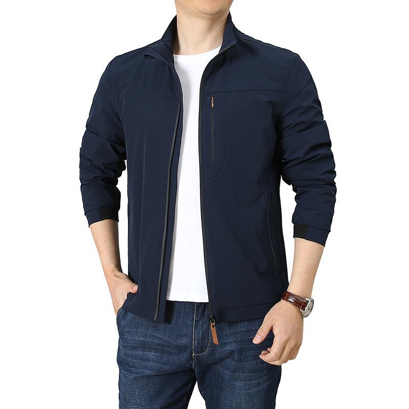 Spring and Autumn Four-sided Elastic Jacket, Men's Casual Outdoor Waterproof Quick-drying Breathable Stand-up Collar Jacket, Men's