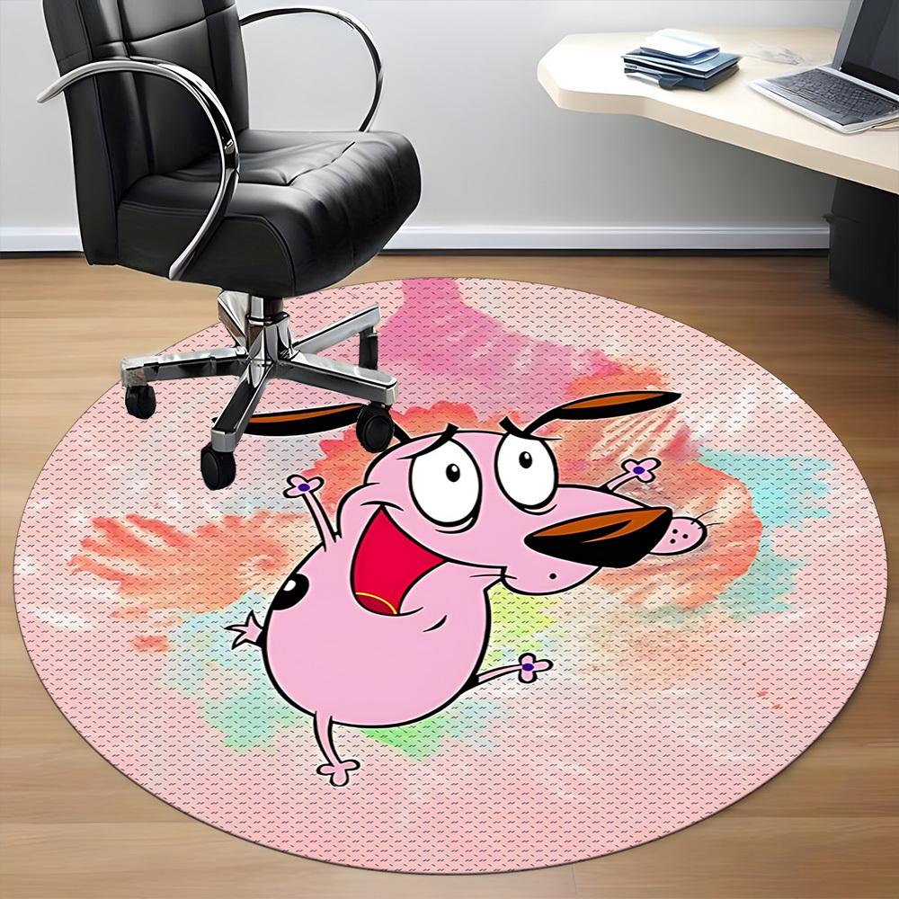 1 Stück Mutig, der feige Hund Büro Runder Teppich, Schlafzimmer Wohnzimmer Heimdekoration, Zimmer Deko, Offic a1016069