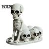 Durable Desktop Statue for Halloween Dog/Cat Skull Figurine, Resin Gothic Animal Haunted House Theme Accessory Desk Fireplace, Spooky Home Tabletop