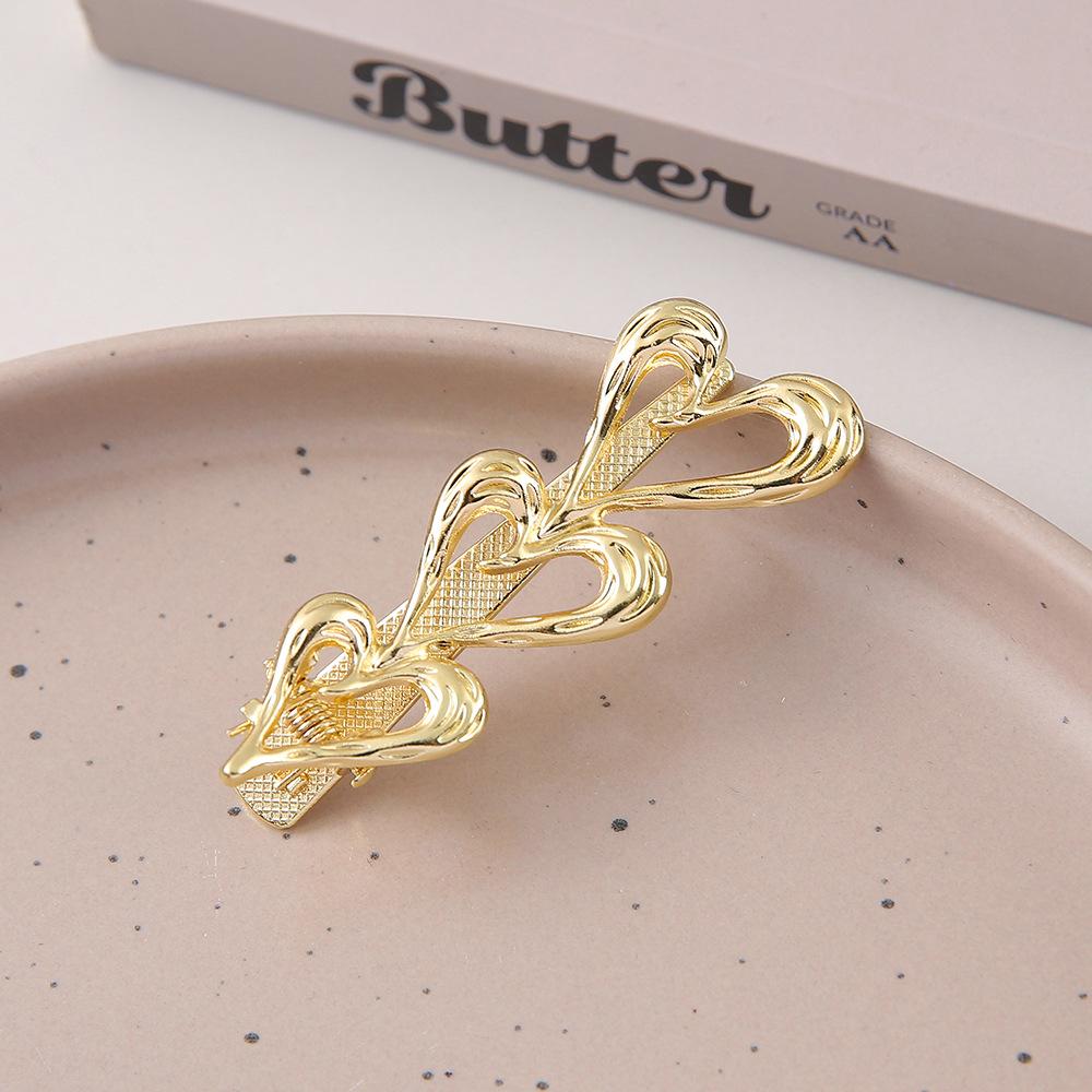 3pcs Metal Cutout Hair Clip Duck Beak Clip Square Clip Pearl Clip Diy Hair Accessories