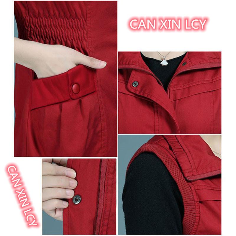 6XL Middle-aged Woman Pure Cotton Vest New Spring Autumn Lined Waistcoats Femme Casual Sleeveless Jacket Zipper Windbreaker Coat