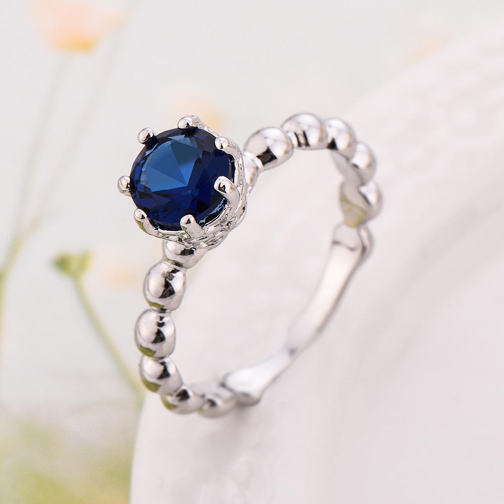 

Royal Blue Zircon Ring for Women - Stylish Copper Inlaid Wedding & Versatile Gift Jewelry Size 8