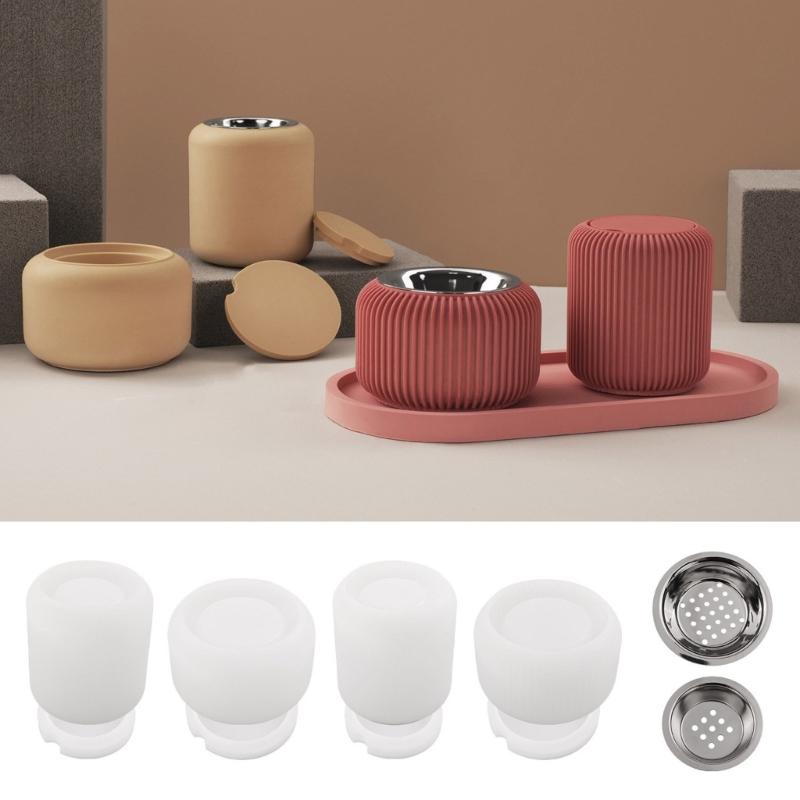 Silicone Molds Stripe Incensed Burners Moulds Candle Cup Making Molds Plaster Molds Craft Supplies Epoxy Resin Molds