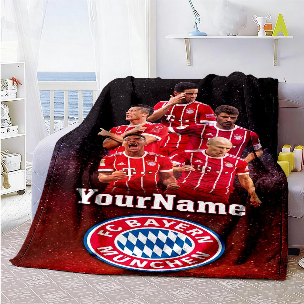 Bayern Munich Customize Your Name Blanket Lightweight Customizable Blanket Ultra-Soft Throw For Nap Office Bed Seaside Four Seasons Universal