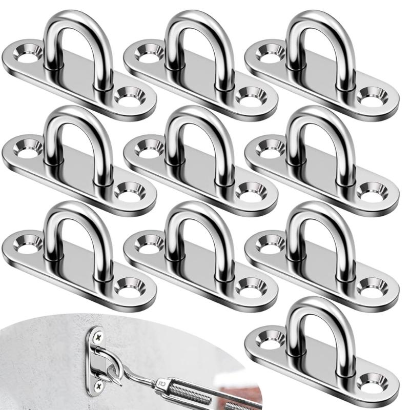 10PCS Reinforced Oval Shaped Miniature Hook Strong Steel Mounting Hardware for Ceiling Curtain Rope Installation