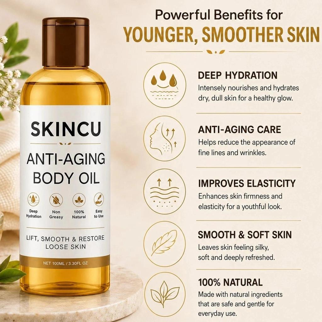 SKINCU Body Oil for Dry Skin, Lightweight Moisturizing Body Oil, Daily Skin Care Oil, 100ml, Pack of 2