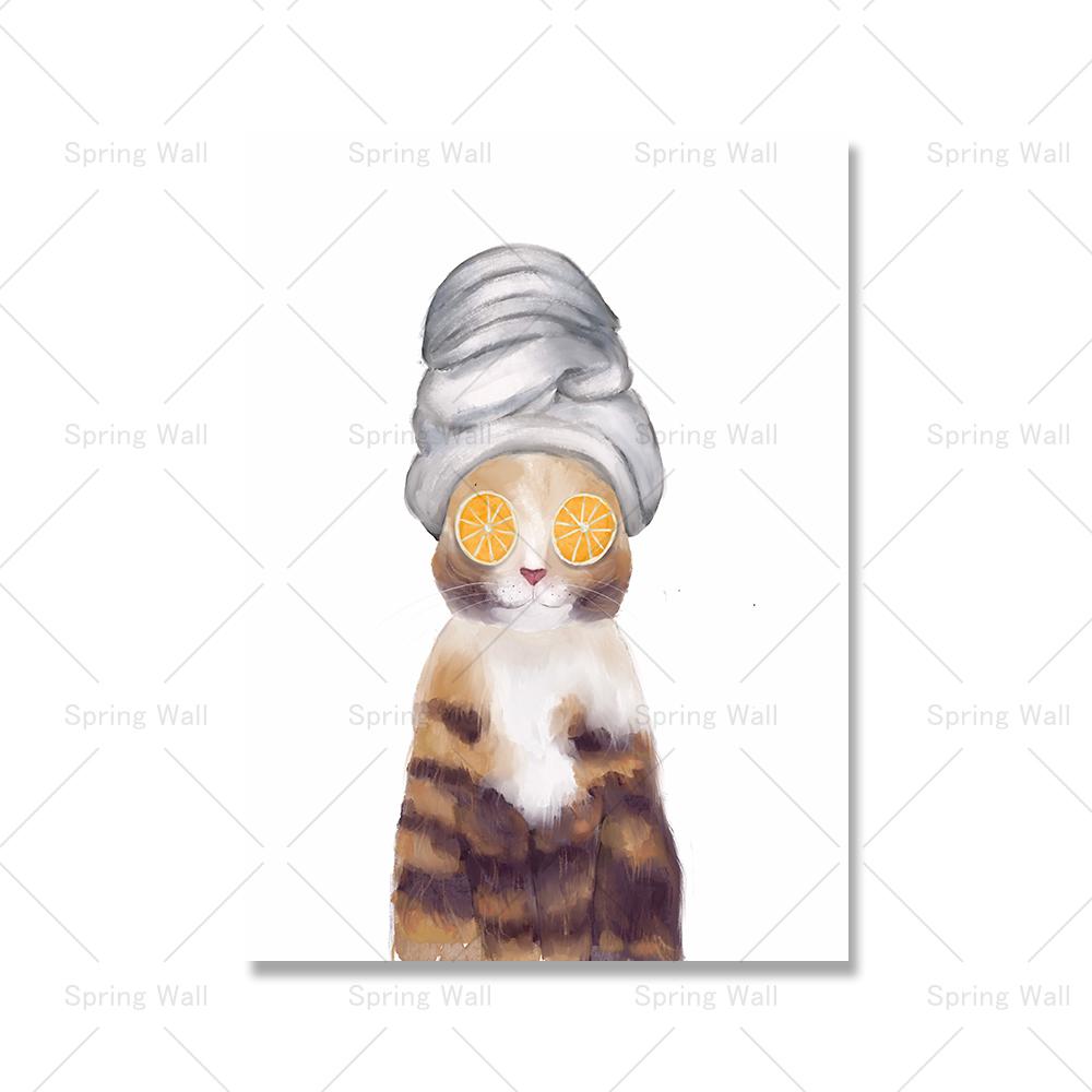 

Спа Китти Расслабляющий Кот Принт Плакат Милый Кот Ванна Спа Искусство Холст Картина Любитель Котов Подарок Туалет Настенная Картина Декор для Ванной 21x30cm No Framed