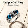Rare Vintage Owl Carved Tibet Silver Ring for Men Cute Animals Youth Gothic Adjustable Fashion Women Jewelry Accessories Gifts
