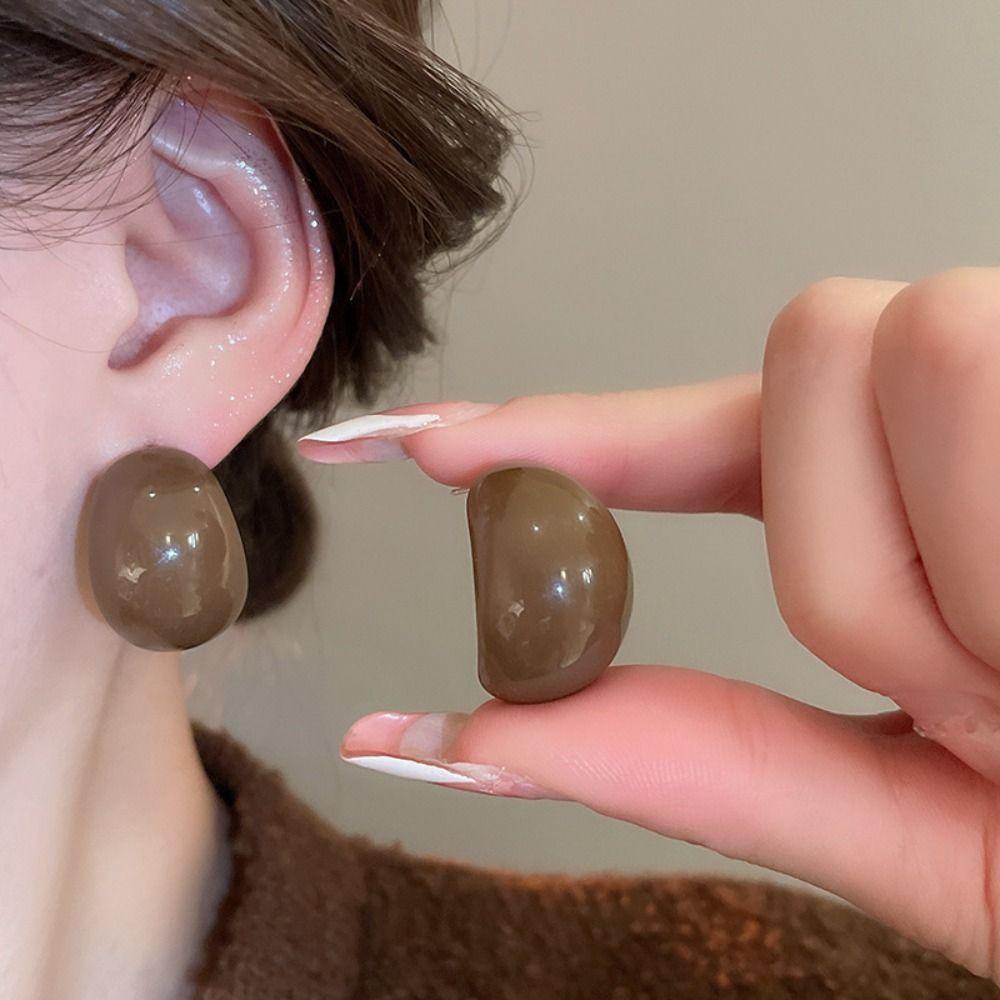 Exquisite Semi-Circle Earrings Acrylic Resin Elegant Ellipse Earrings  Jewelry Accessories
