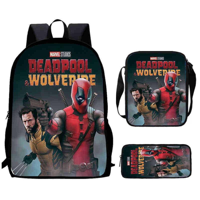 Mochila Escolar Infantil de Deadpool y Wolverine con Tejido Oxford Ligero para Estudiantes de Primaria