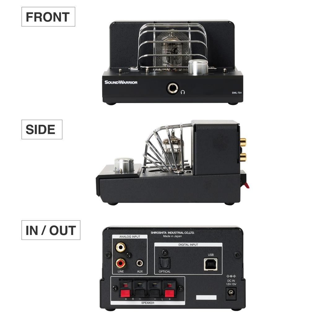 SOUNDWARRIOR Japanese-made Compact Hybrid Vacuum Tube Amplifier + Cube Speaker Set | SWL-T01SET1-SD