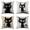 New Quirky Cat Linen Pillowcase, Simple Four-piece Set with Labels