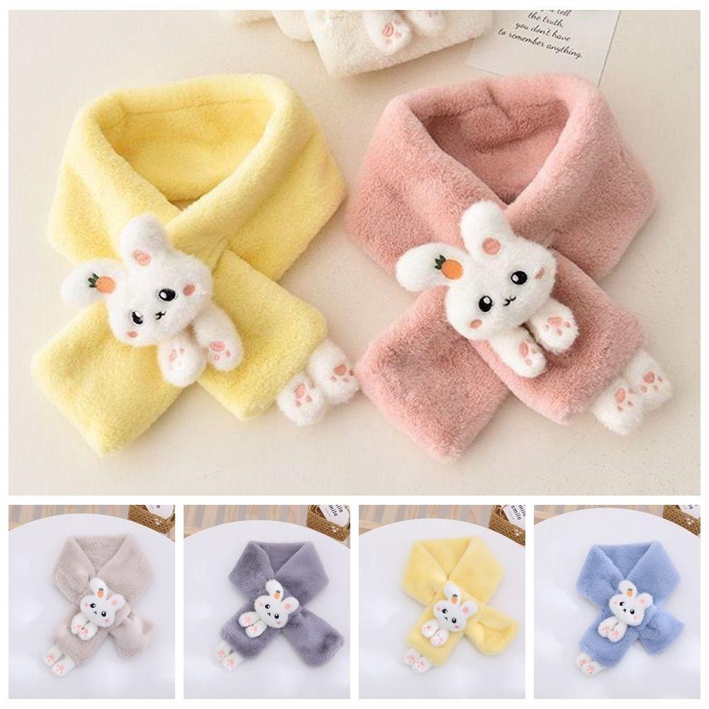 Warmth Cold-Proof Collar Plush Scarves Wraps New Cartoon Faux Fur Scarf  Boys Girls