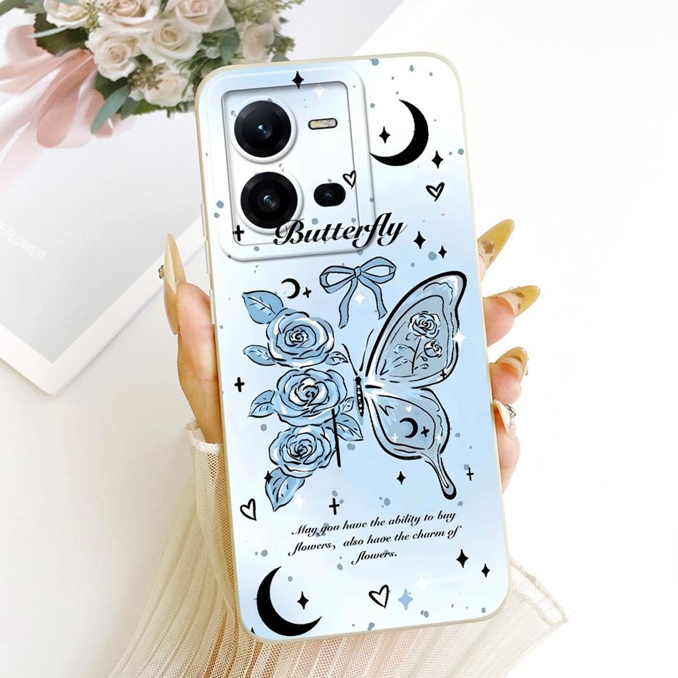 For Vivo V25 V25e 4G Cute Cat Flower Cartoon Phone Case For Vivo V25 V 25 25E V2201 V2202 Shockproof Soft Silicone Covers Bumper